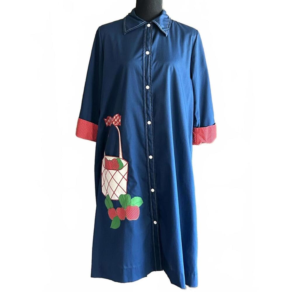 Vintage Models Coat Size M/L Navy Blue Button Down Cottagecore